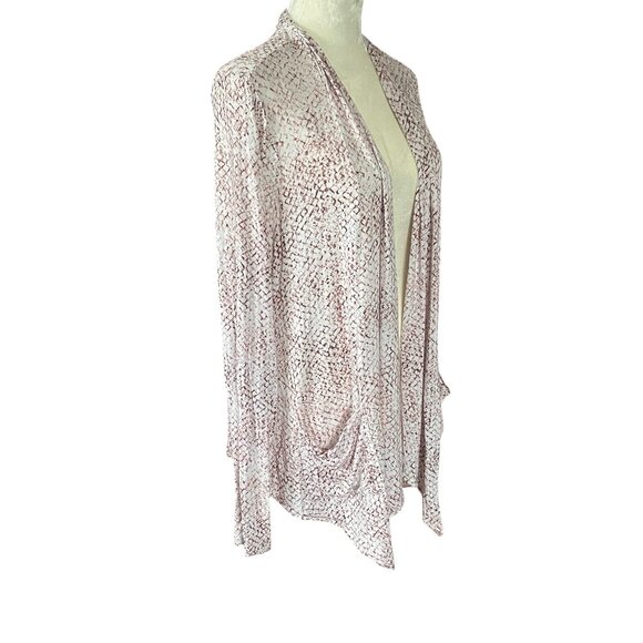 LOGO by Lori Goldstein pink purple long sleeve open stretchy cardigan women's M - Picture 1 of 9